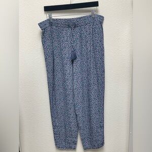 WoolOvers Blue Pattern Large Pocketed Lounge Pants Drawstring Waist